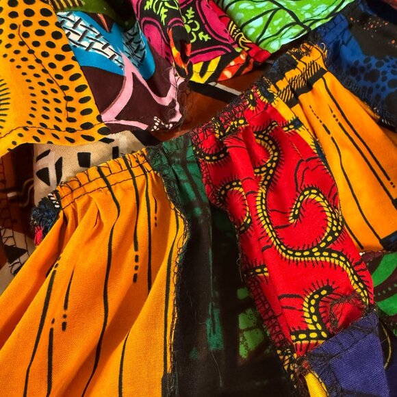 Vintage 90s African Ankara Patchwork Midi Skirt – Handmade, Size Small - Picture 10 of 12